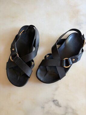 Cross-Strap Sandals with Gold Accents